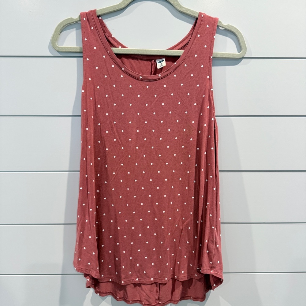 Polka Dot Tank Top - Dusty Rose